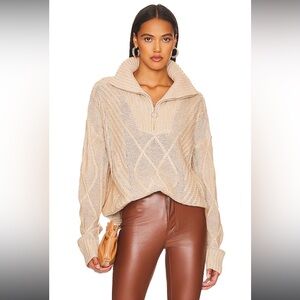 Revolve SNDYS Jax Cream Quarter Zip Sweater